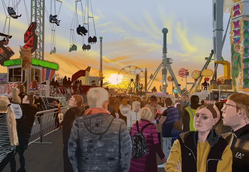 HULL FAIR The largest in Europe, full on and captured with a beautiful sunset. Affordable Cafe Range Prints available 👉🏻 Enquire