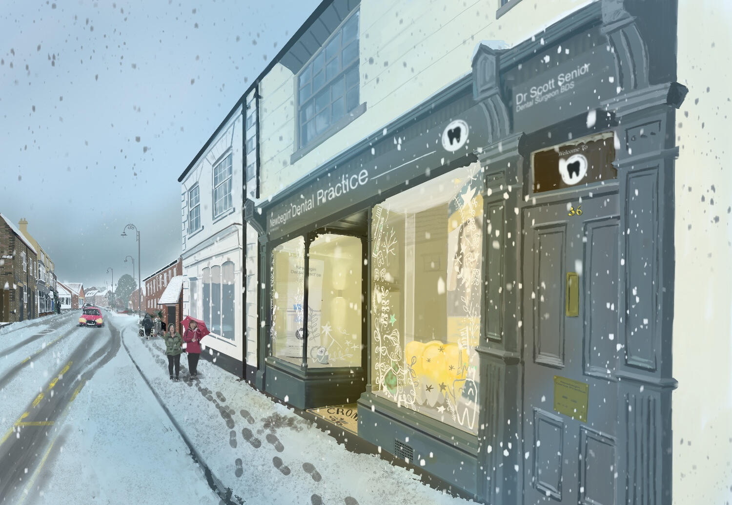 HORNSEA DENTIST Companion to the one above and also set on Newbegin. This one is not for sale though as it was a commission.