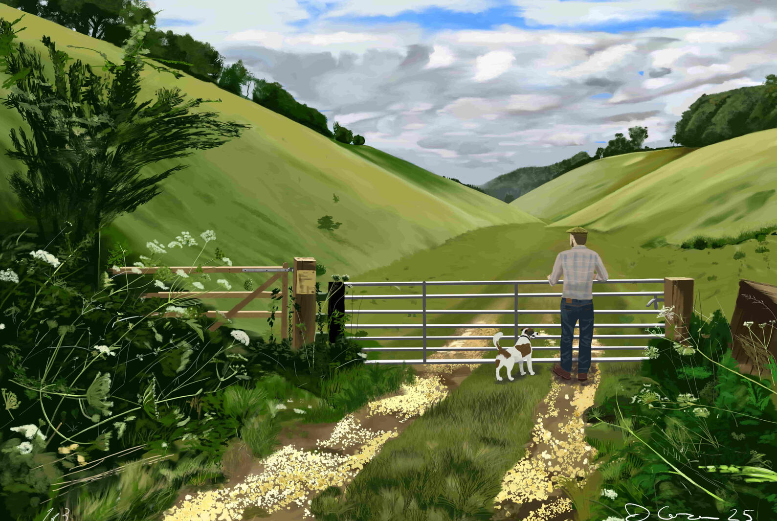 YORKSHIRE WOLDS (Revised) Savour the unique and gentle landscape of the Wolds just like the farmer and his trusty companion. Affordable A4 prints available 👉🏻 £10
