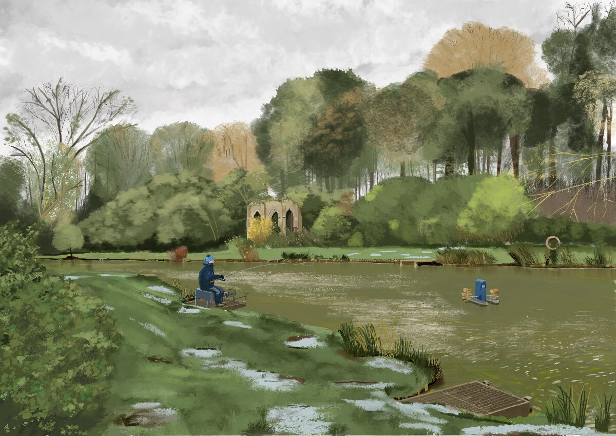 RISBY PARK, EAST YORKSHIRE Peace and quiet in this fisherman's hideaway. Escape to calm for £225 ready to hang on your wall.