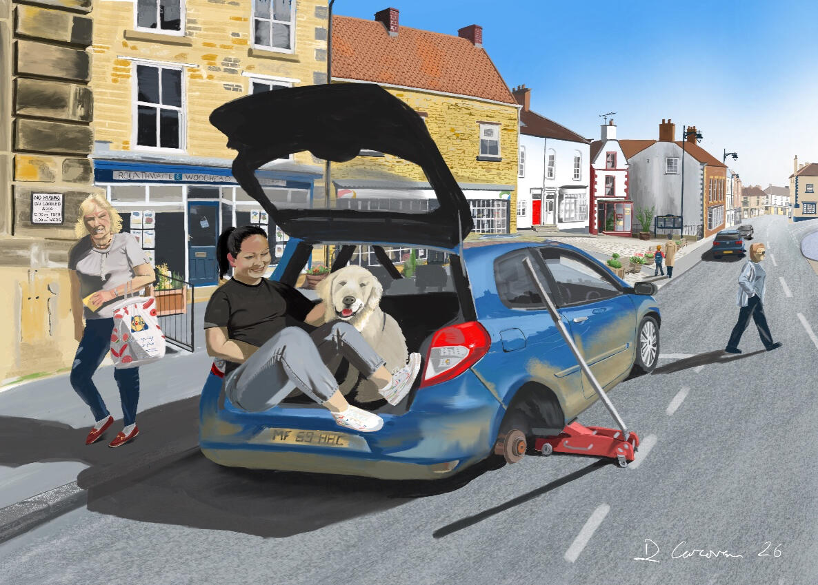 KIRBYMOORSIDE The pretty North Yorkshire town on a sunny day in April. Roadside rescue are taking ages so Clio turns camper. Buy #1 👉🏻 click here