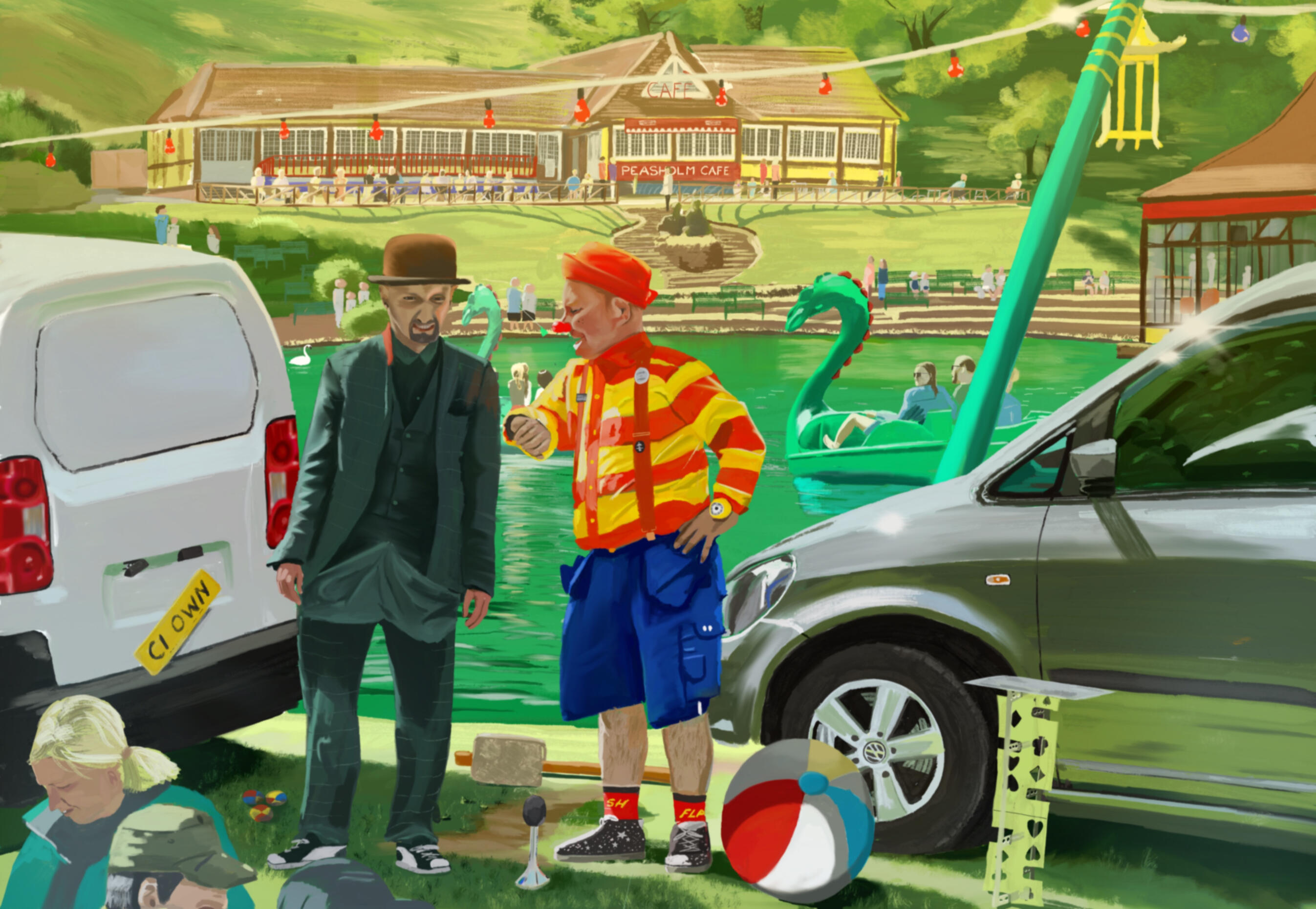 PEASHOLME PARK SCARBOROUGH It's clown o clock on a hot summers day. The warmth and fizz of summers memories on the coast 👉🏻 Original for sale