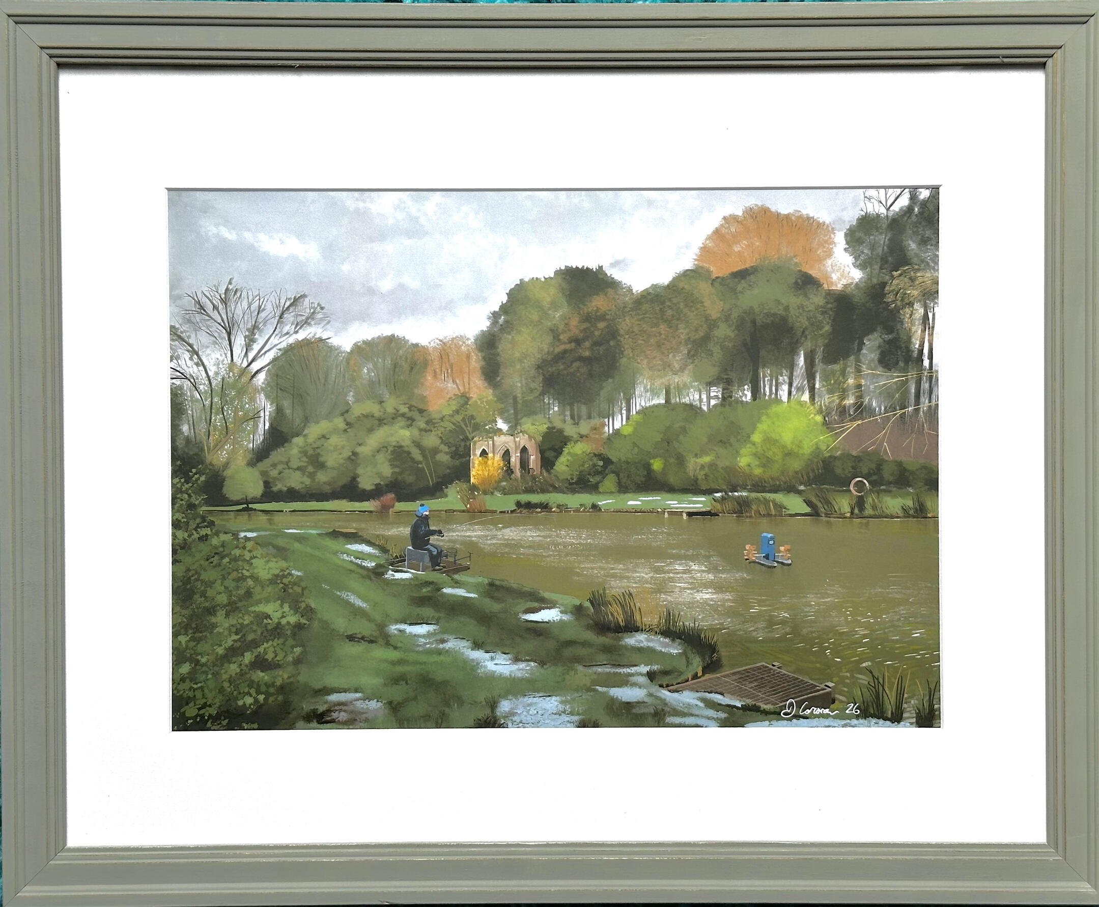 New Settle painting Artist holding framed painting of Settle North Yorkshire