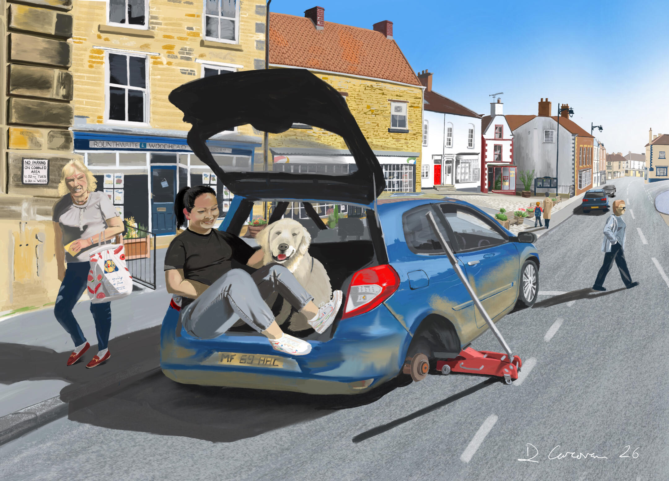New Kirbymoorside painting breakdown because of flat tyre