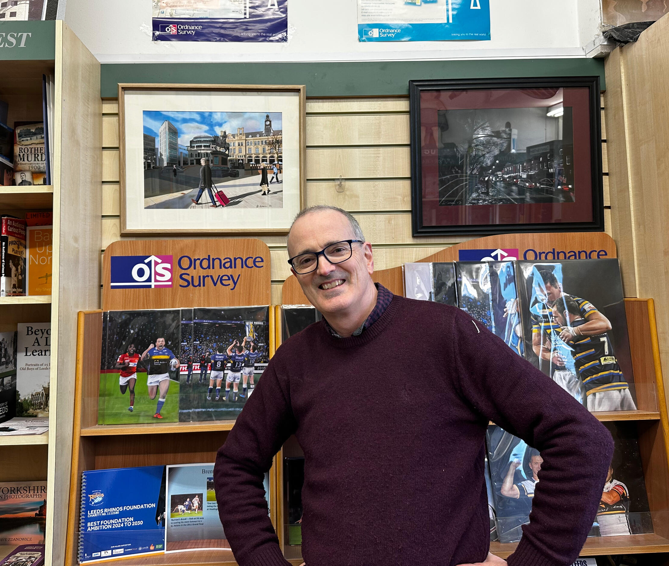 Book Shop Leeds Artist with paintings