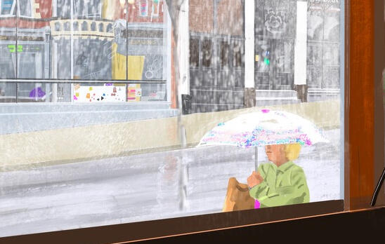 Detail from Westgate Wakefield Yorkshire Art detail lashing rain