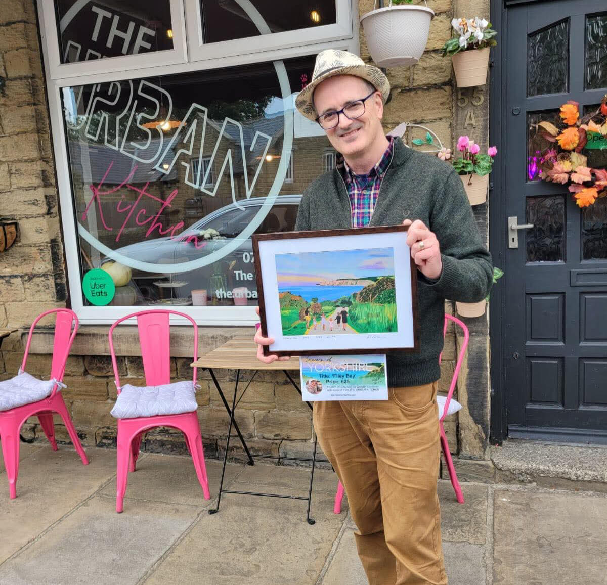 Cafe in Kirkburton Yorkshire Wolds painting